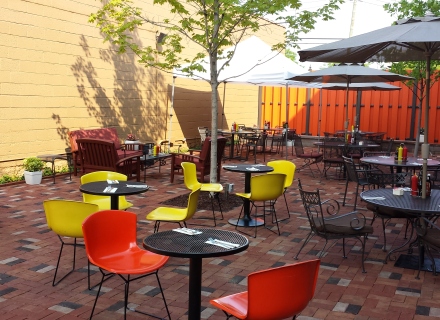 The newly renovated patio area